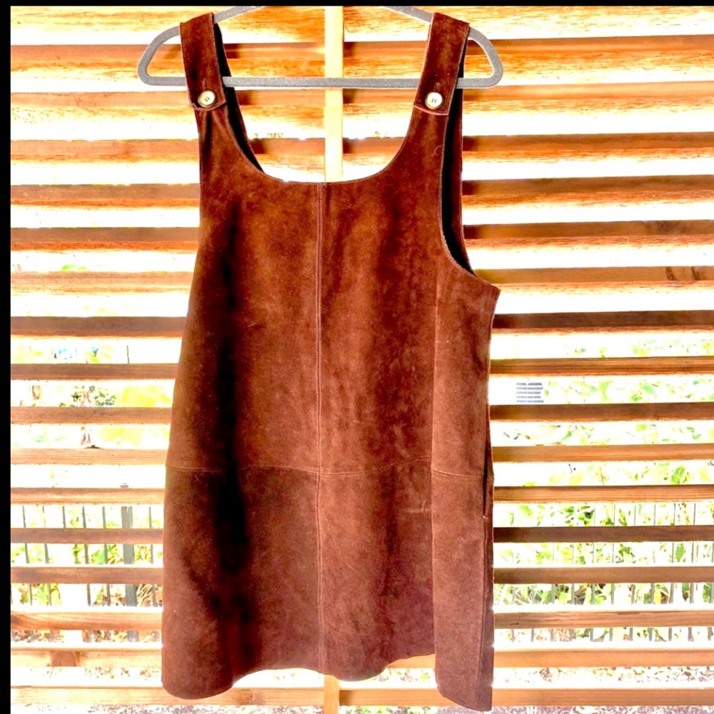 Free People Leather Jumper Dress Small Shift Cowhide - Picture 3 of 8